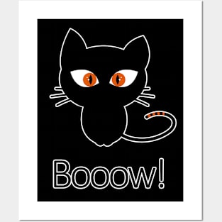 Halloween black cat funny text Posters and Art